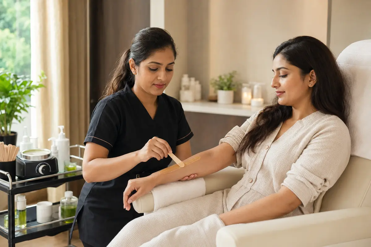 Professional forearm waxing service at Spruce Up Salon in Vile Parle East