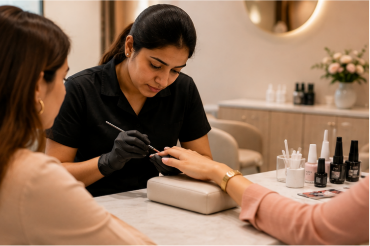 Nail Salon in Vile Parle East offering professional manicure and nail care services at Spruce Up Salon.