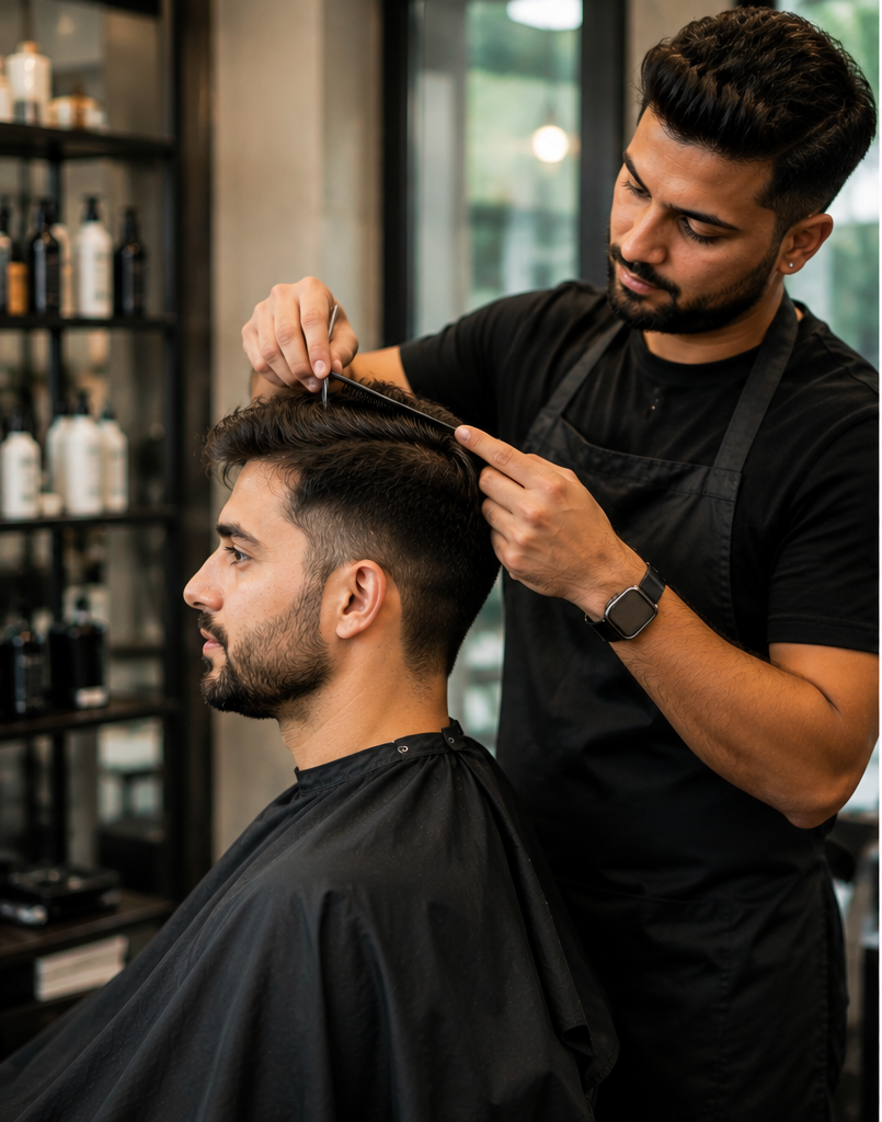 Professional men's haircut at a modern salon