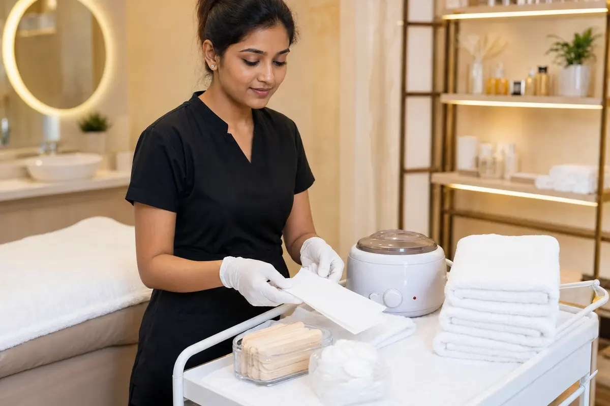 Clean waxing tools and hygienic salon setup in Vile Parle East