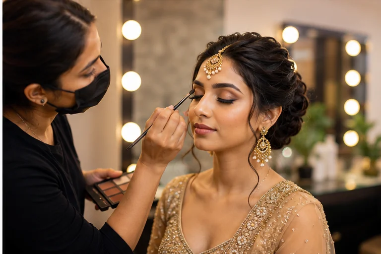 Professional makeup service at a salon in Vile Parle
