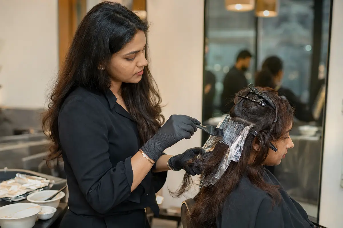 Haircut and hair color at Spruce Up Salon in Vile Parle East