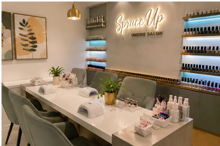 Modern nail salon interior offering professional nail extension services in Mumbai