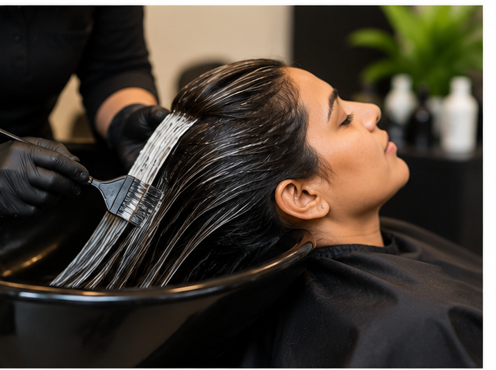Hair smoothening transformation from frizzy to silky smooth hair