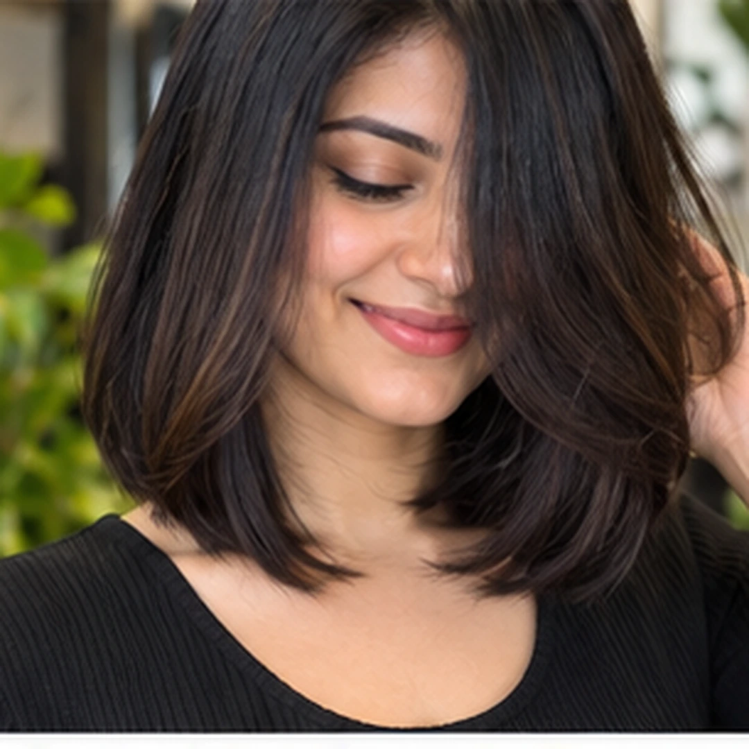 Stylish medium-length women’s haircut at Spruce Up Unisex Salon
