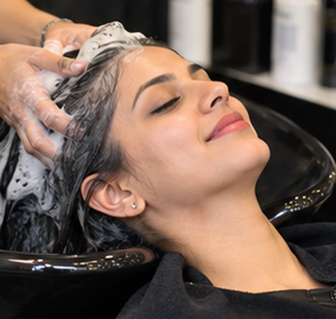 Professional hair wash treatment for women at a Vile Parle East salon