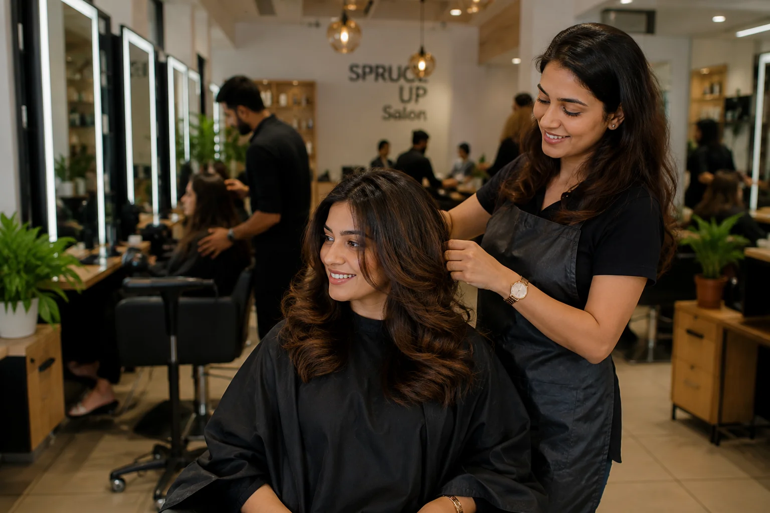Professional salon in Vile Parle East with stylist providing hair care services